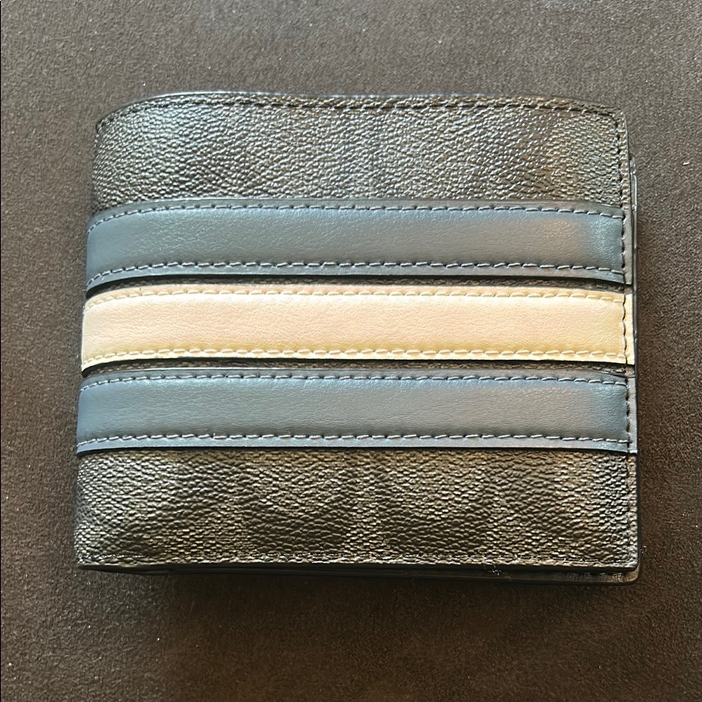 Coach Black, White, and Navy Blue Wallet with detachable Card Holder